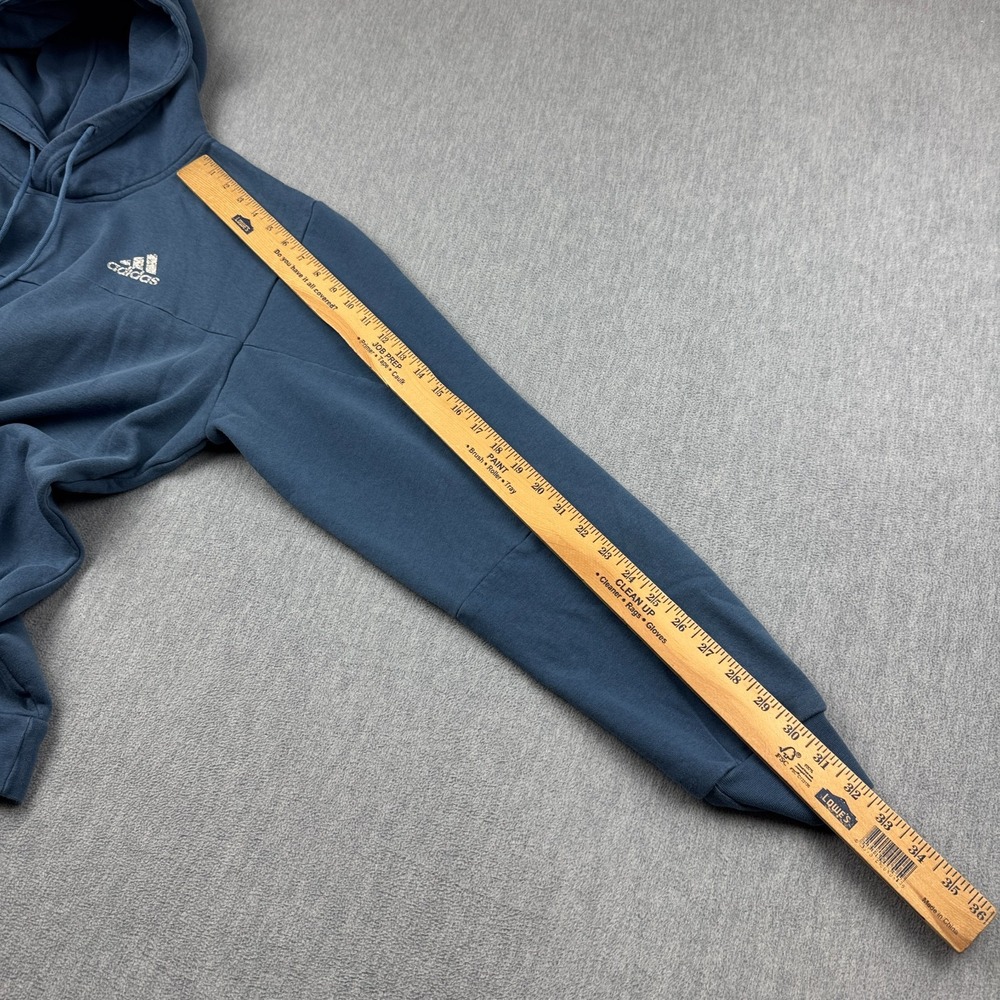 Adidas Hoodie‎ Mens Large Blue Fleece Sweatshirt Pullover Training Gym Athletic - Picture 6 of 8